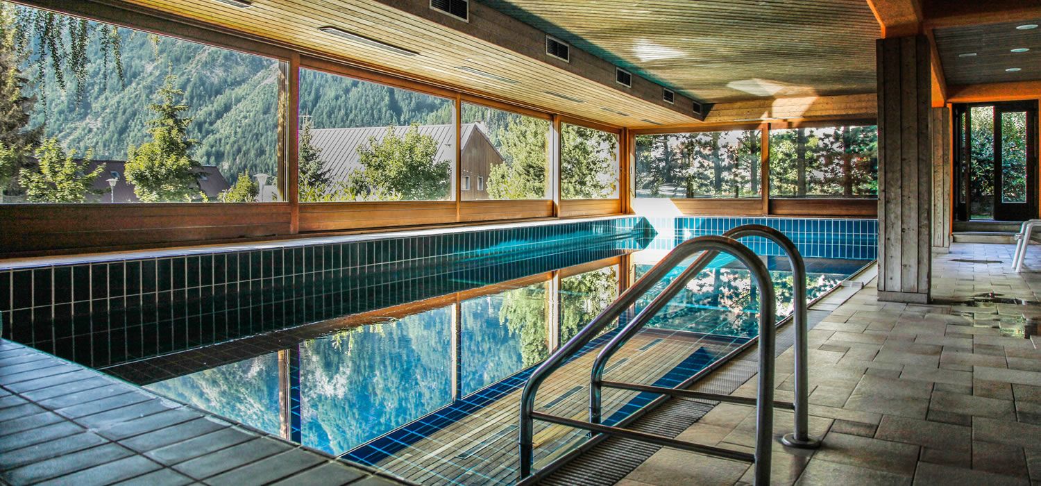 La piscina coperta storica del Pavillon — la prima realizzata a Courmayeur
